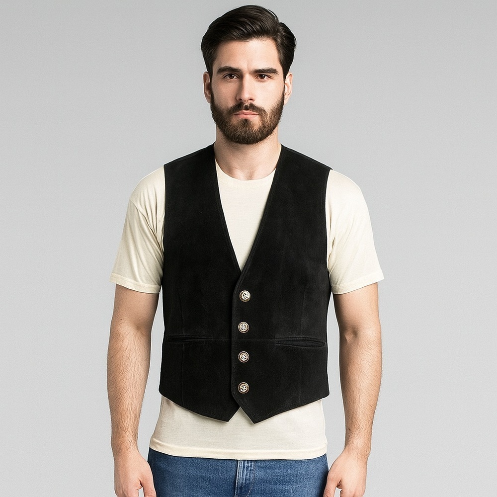 Wilsons Leather Men's Black Suede Vest Large